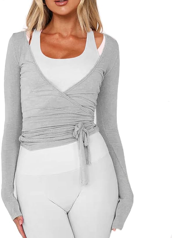 Tie Top SLeeve Workout Coquette Blouses Regular